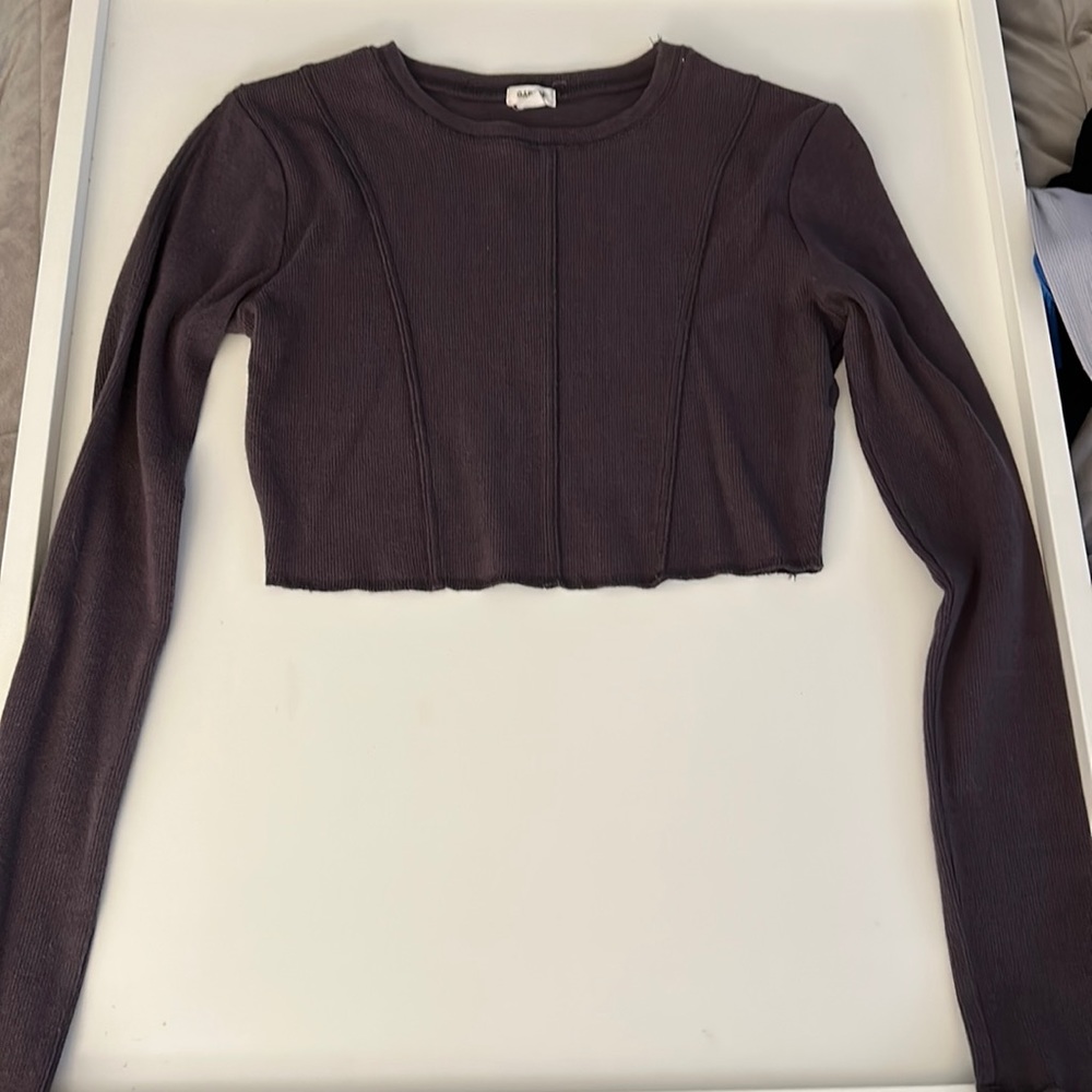 Grey Garage long sleeve crop top